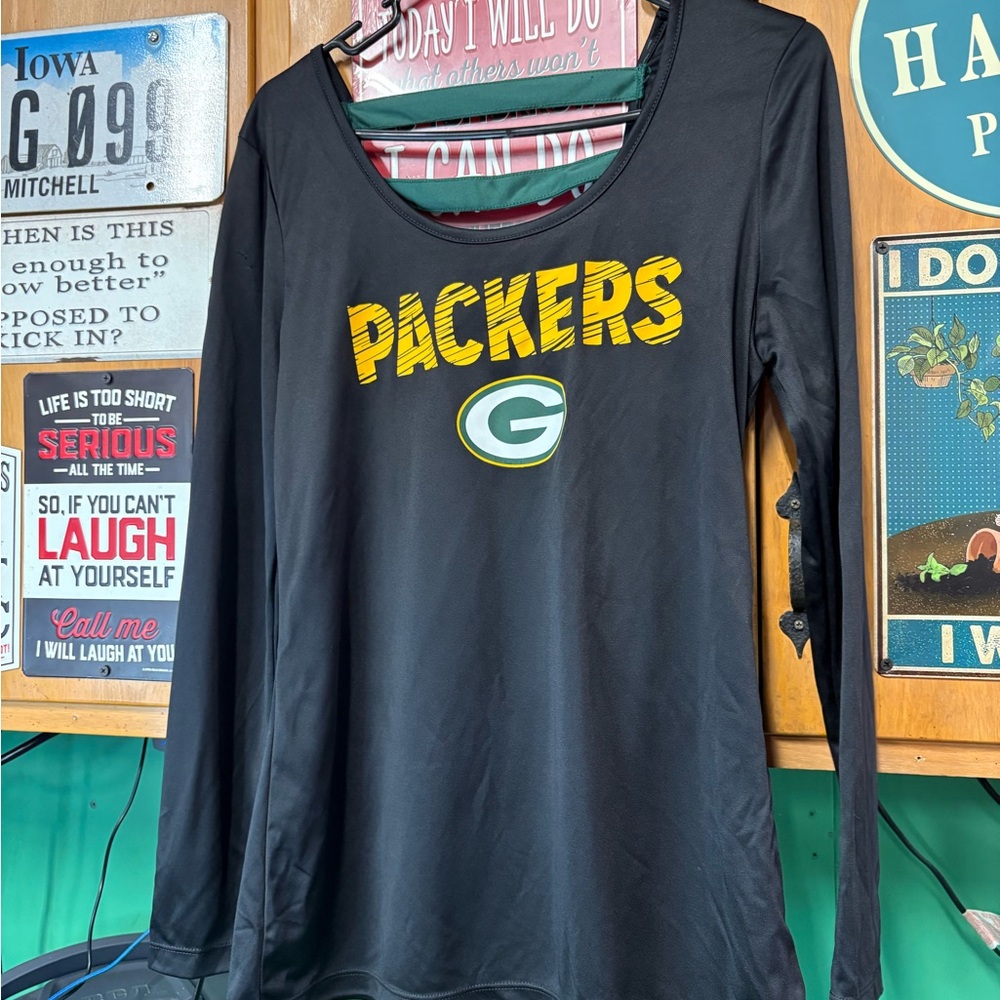 NFL Packers Black Long Sleeve Top